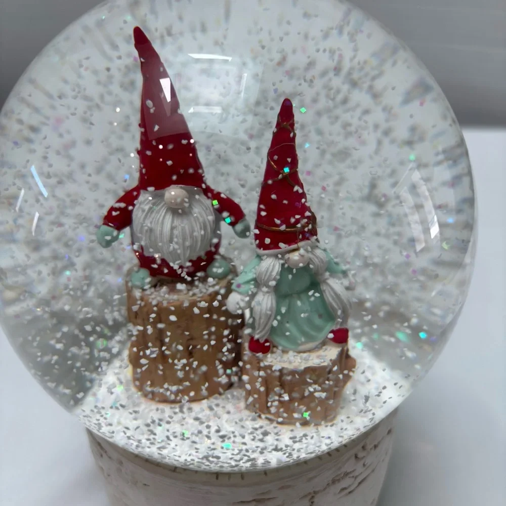 New Holiday Christmas Gnome Musical Snow Globe